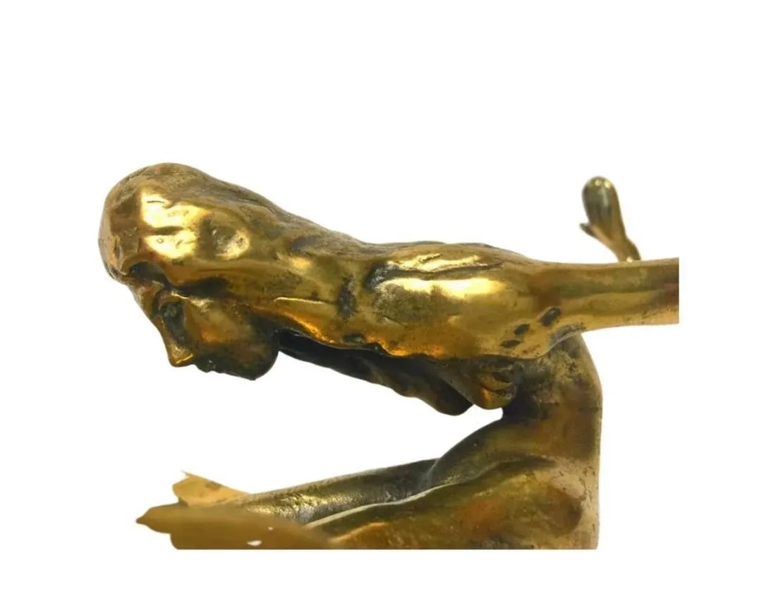 Mid Century Modern Vintage Zak Zaikine Reflection Sculpture Brutalist Bronze - 3