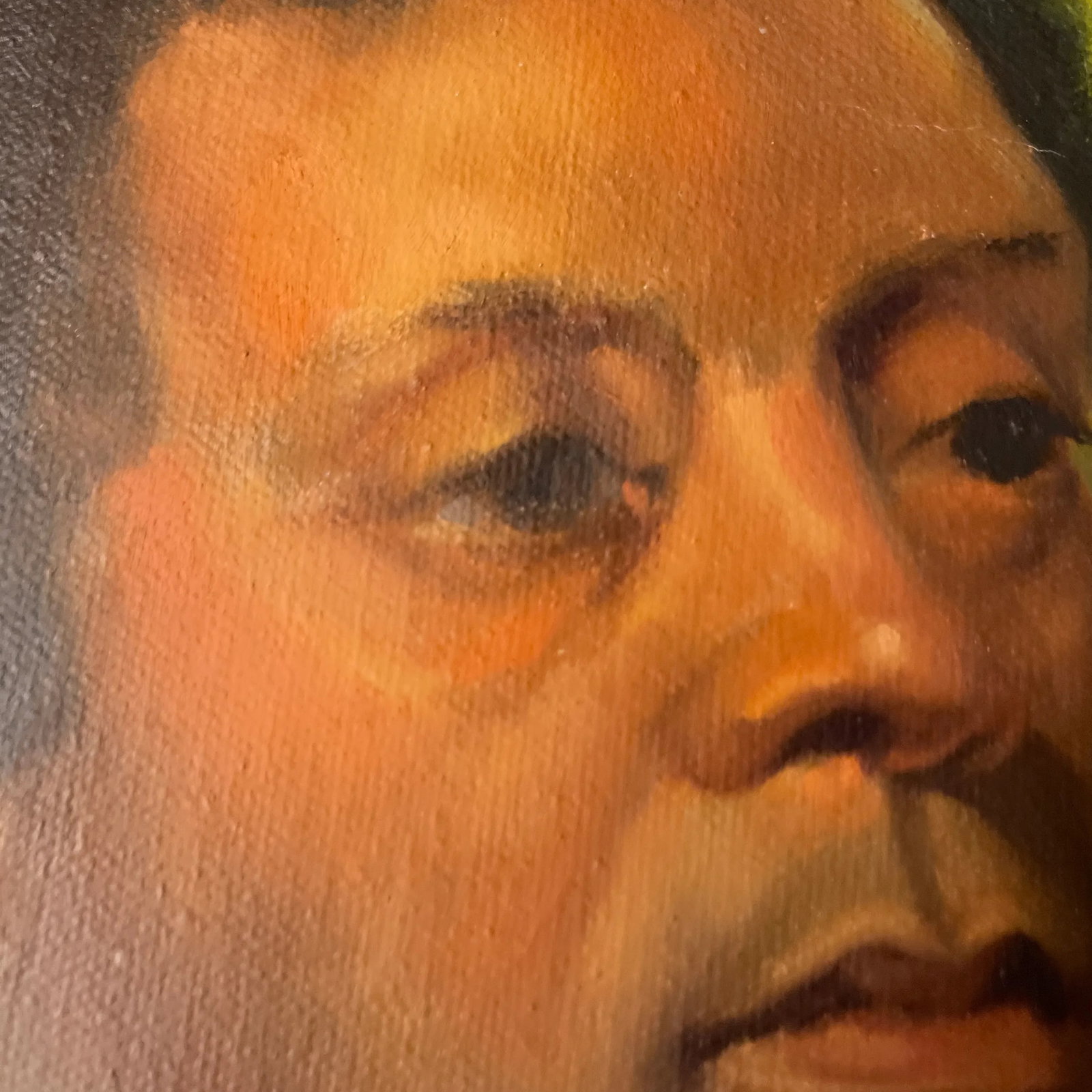 Vintage Mid Century Oil Portrait - African American Male Figure on Yellow Ground, Framed (1960s-1970 - 2
