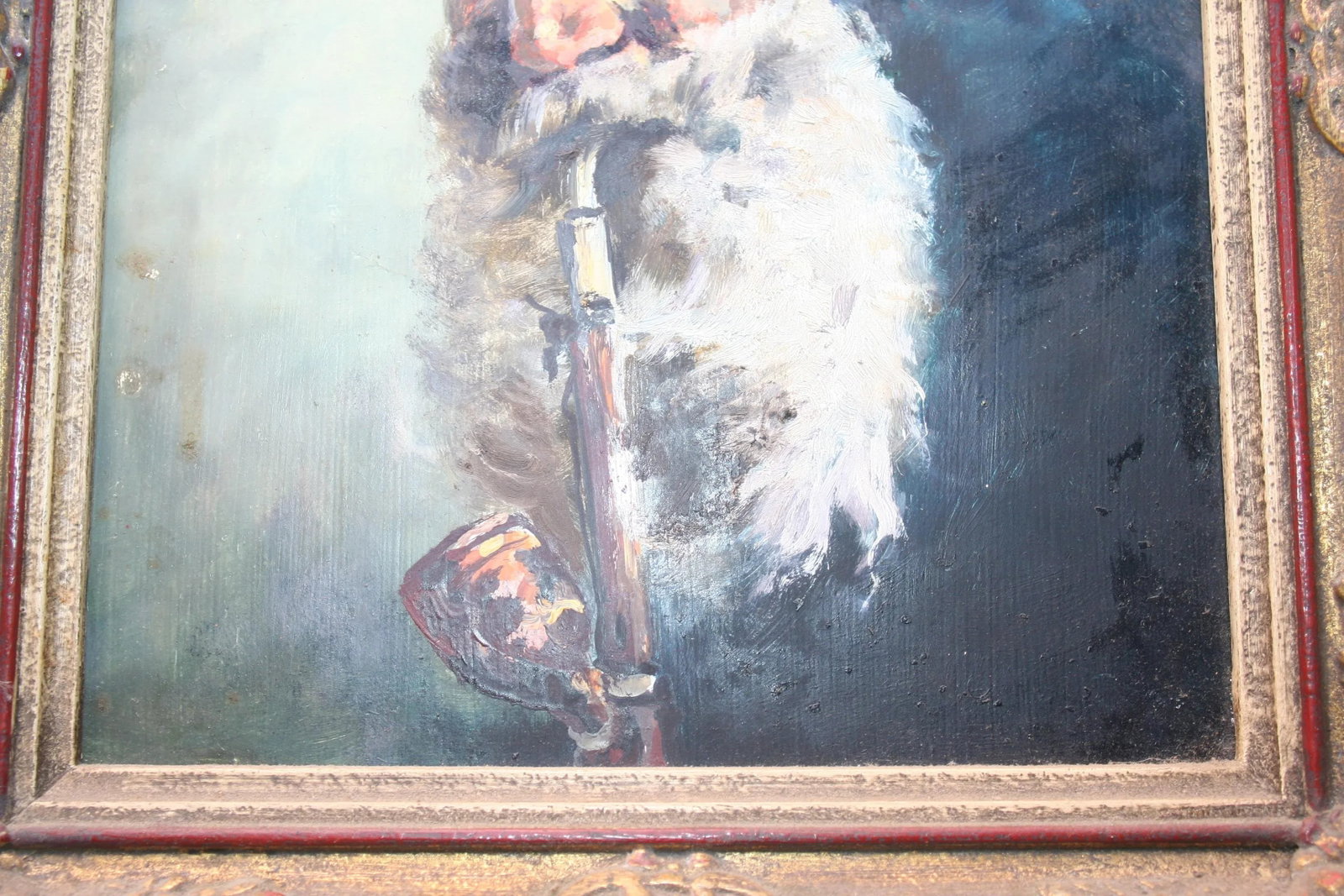 Vintage Original Oil Painting of a Man with Pipe, Framed - 2