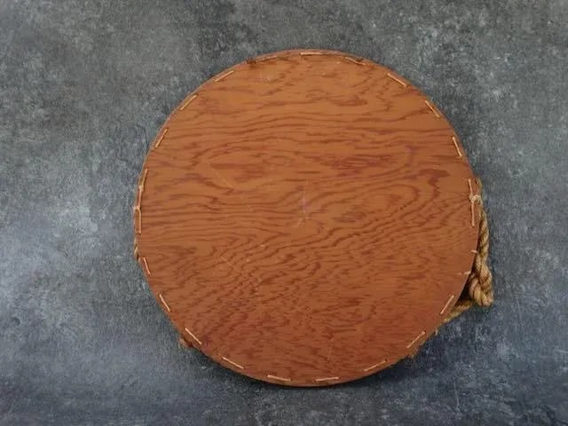 1930s Folk Art Mexican Scene Painted on a Round Wooden Tray C 1930s - 2