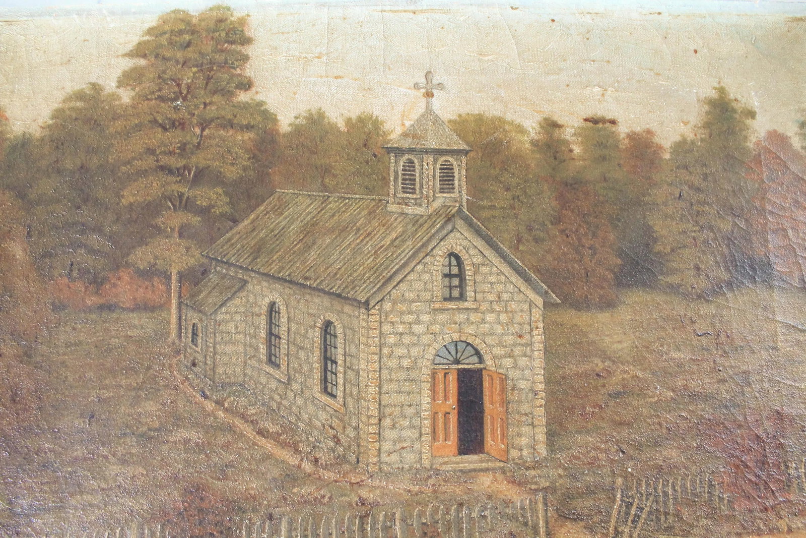 Original Oil Painting of a Church by N. Schaefer - 2