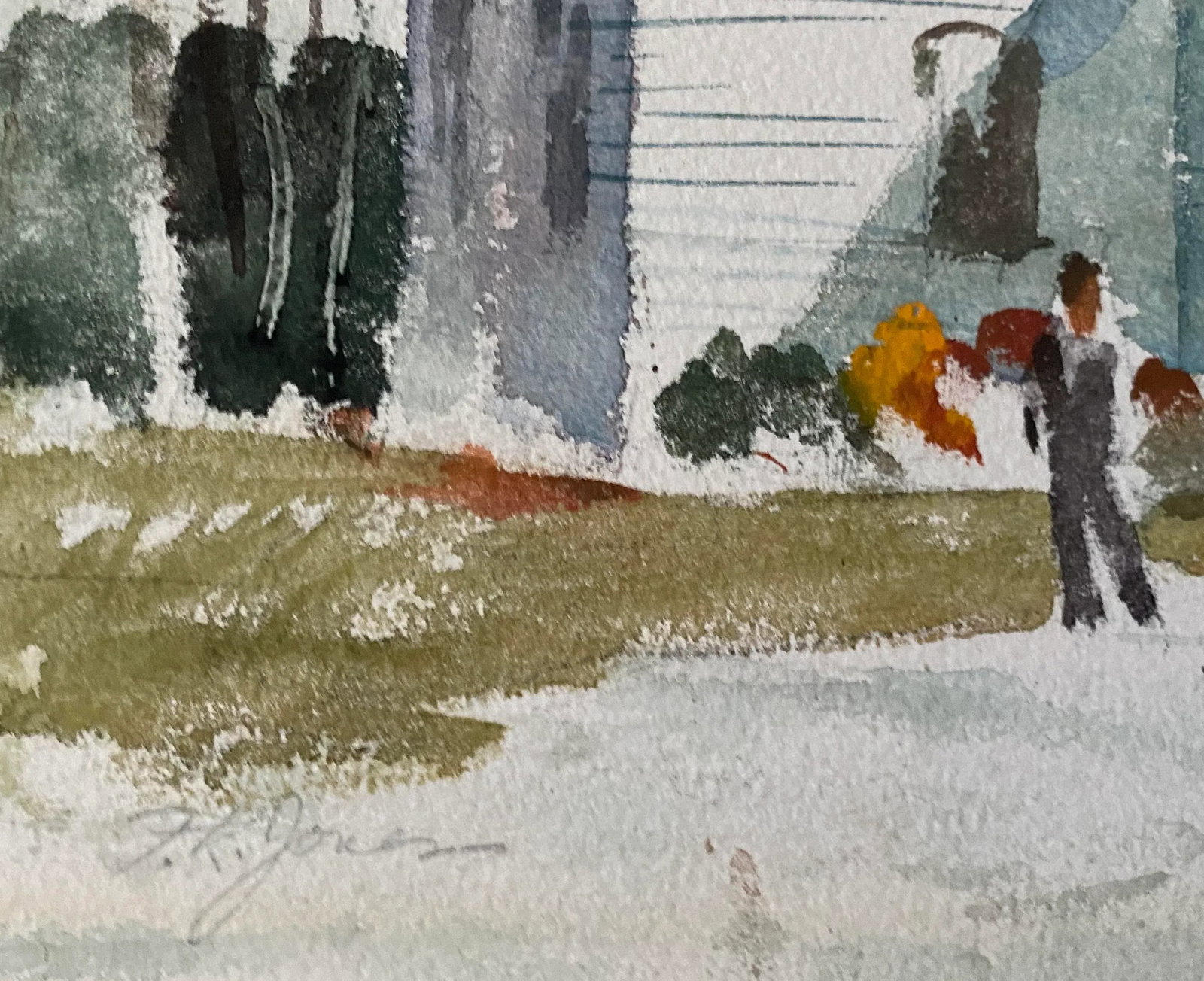 1970s Franklin Reed Jones Village Church Watercolor - 2