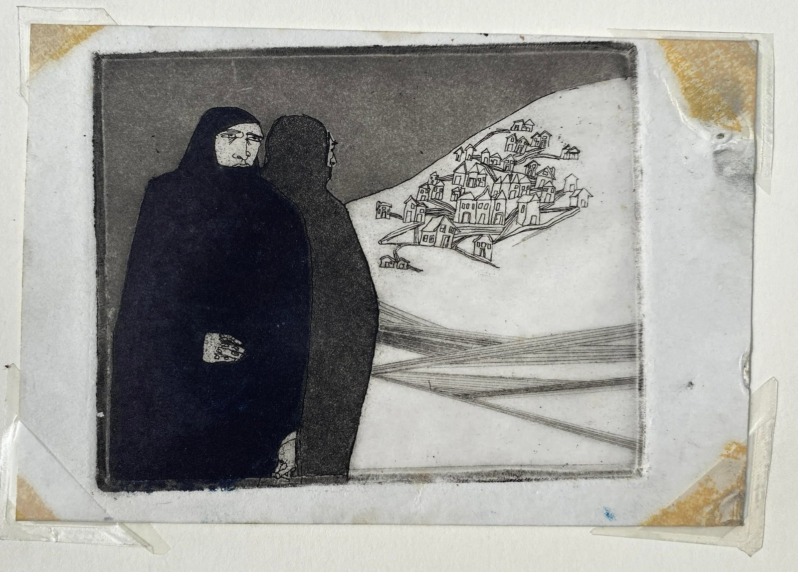 1980s Modern Figural Landscape Etching - 3
