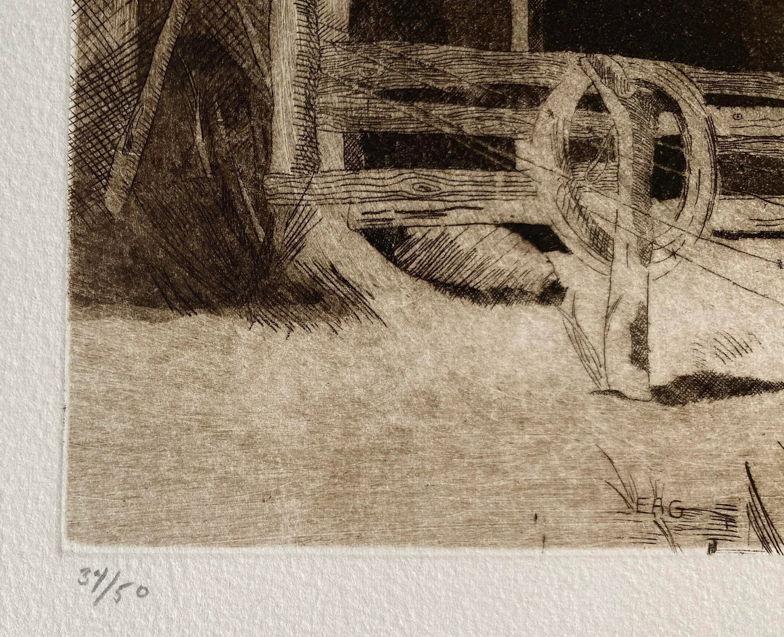 Elizabeth Goodstadt Rural Farm Scene Etching - 2