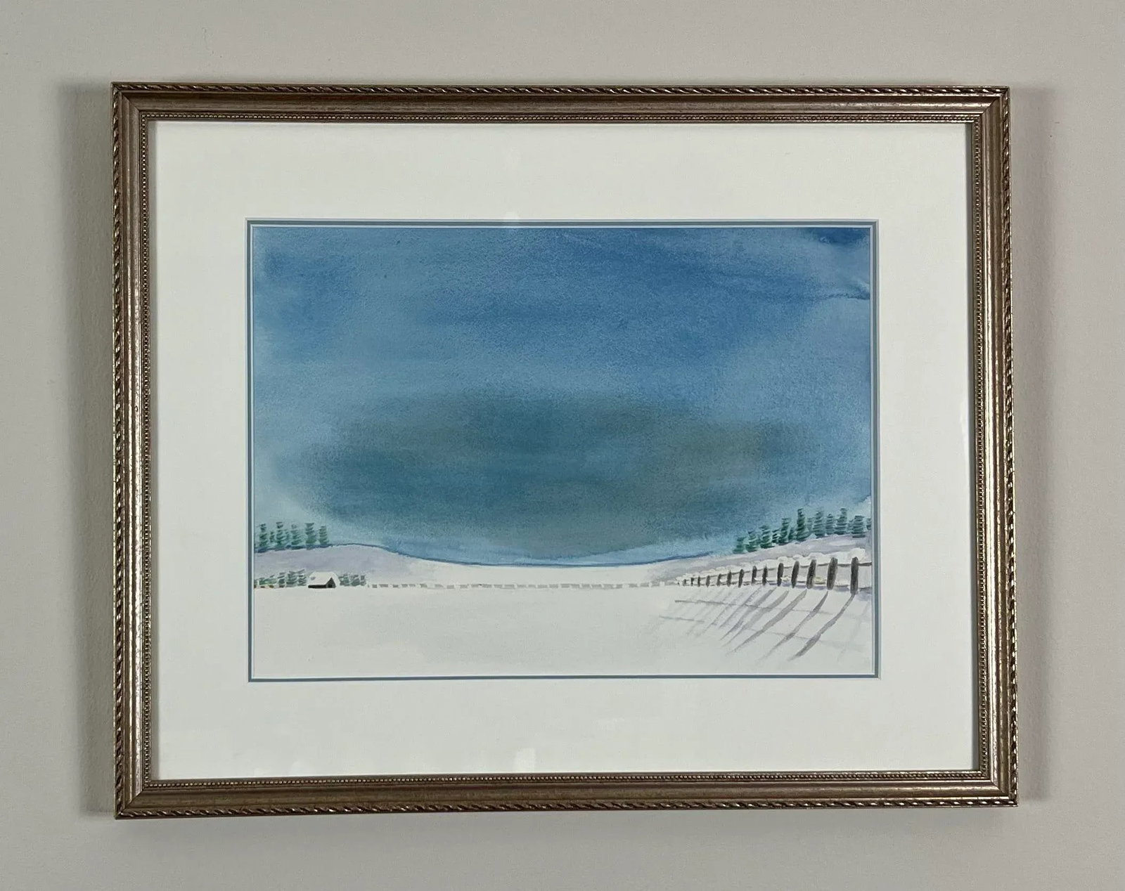Late 20th Century Serene Snow Watercolor, Framed - 2
