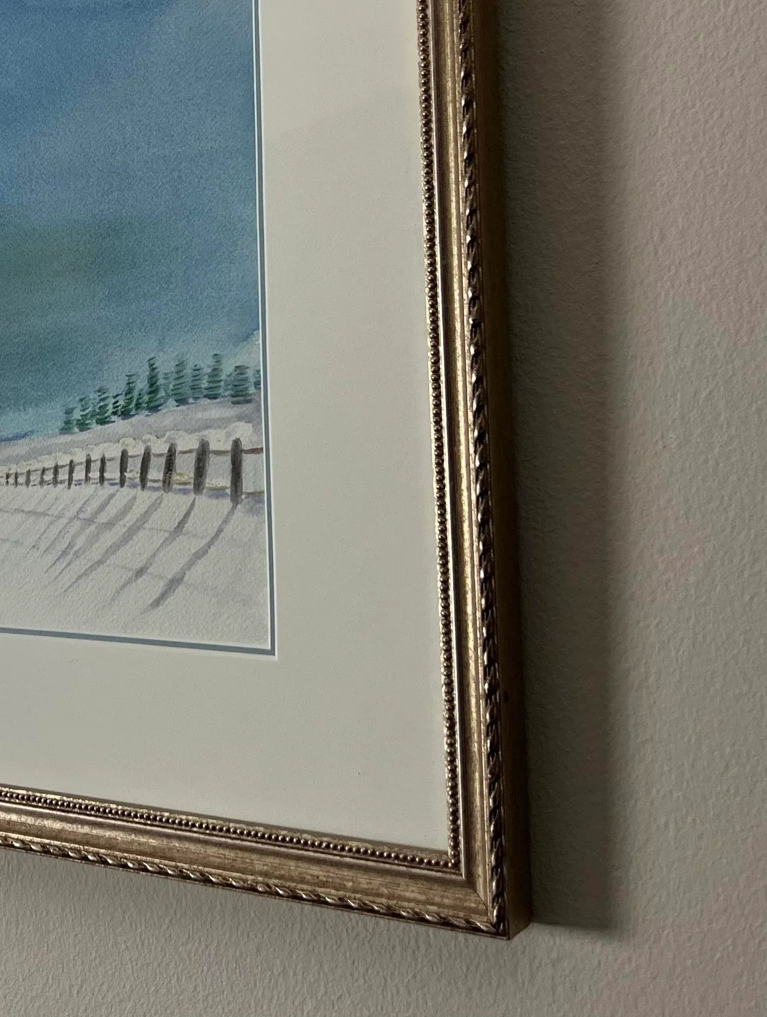 Late 20th Century Serene Snow Watercolor, Framed - 3