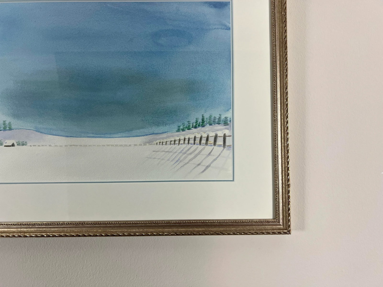 Late 20th Century Serene Snow Watercolor, Framed - 4