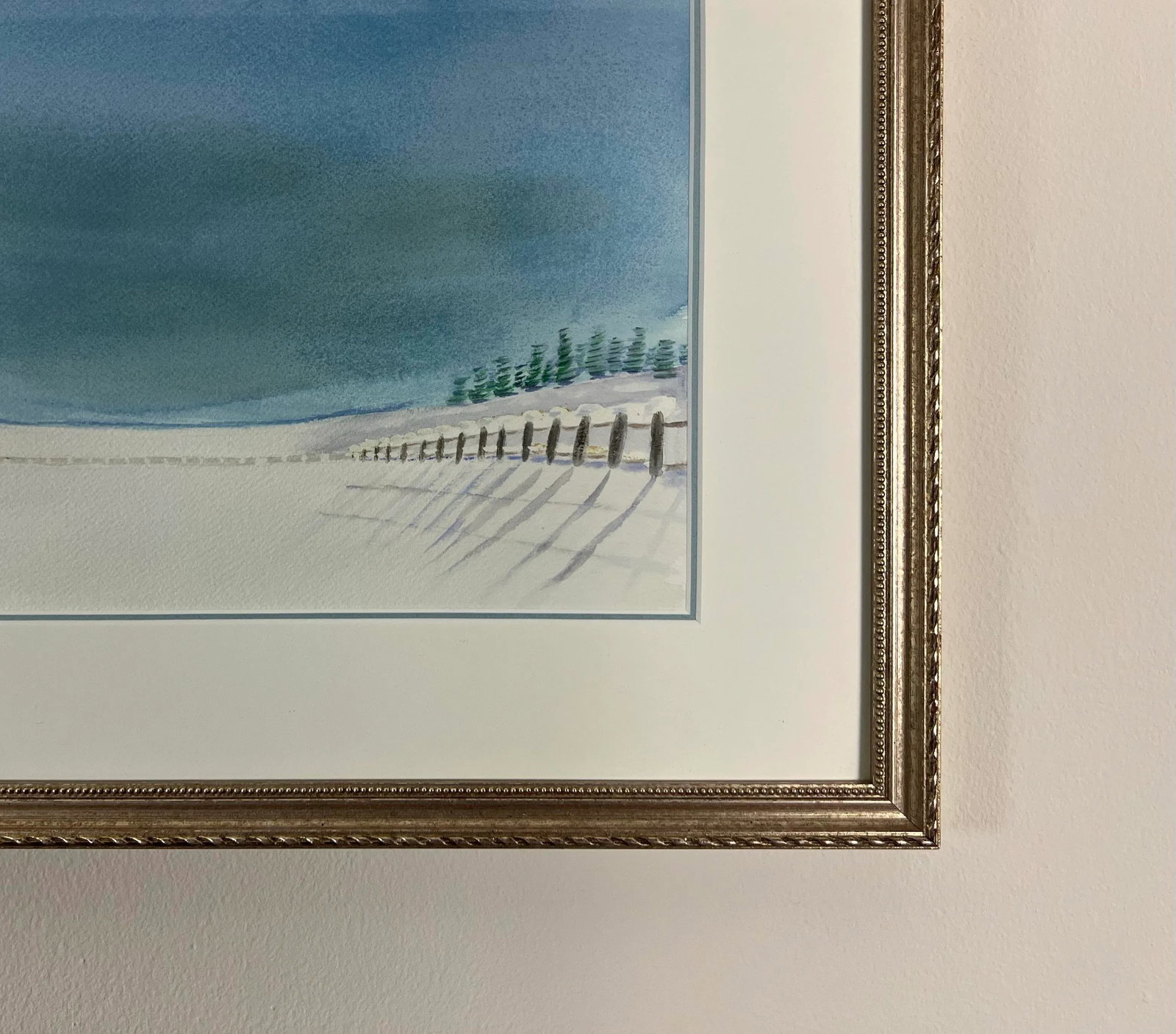Late 20th Century Serene Snow Watercolor, Framed - 5