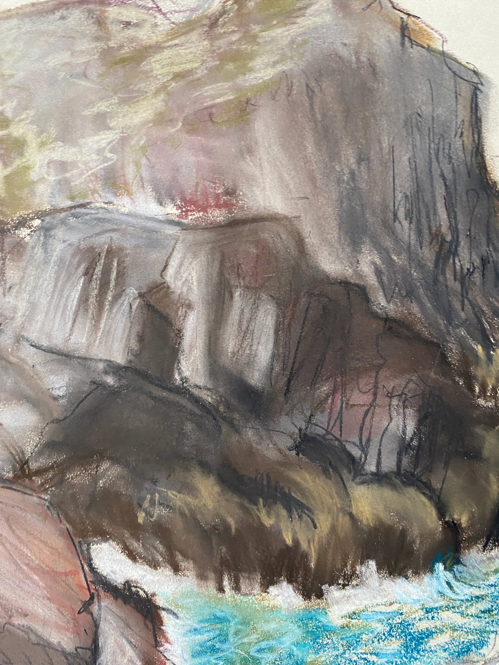1950s Rocky Coast Mid Century Pastel - 3