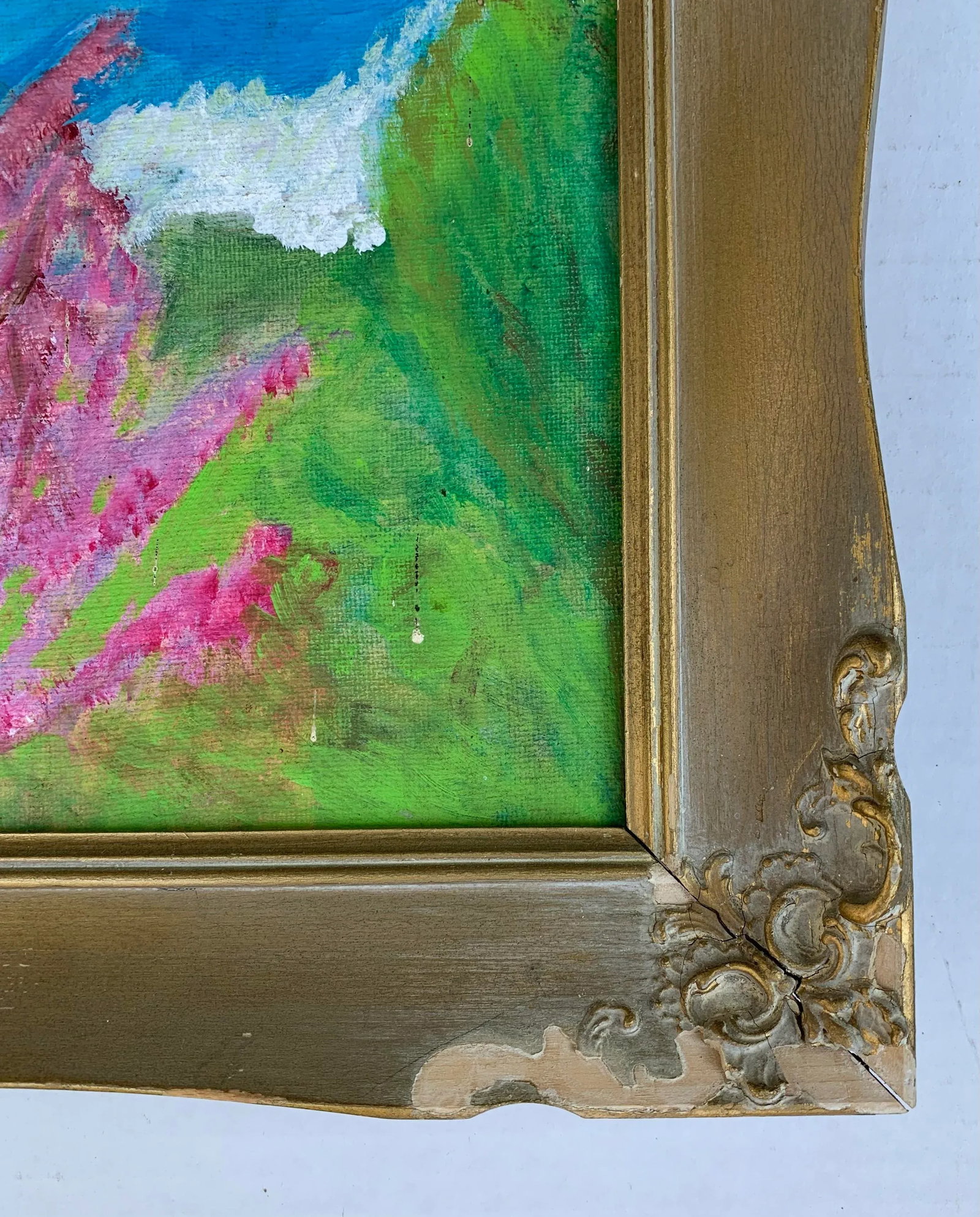 Spring Cherry Blossom Tree Abstract Painting in French Giltwood Frame - 3