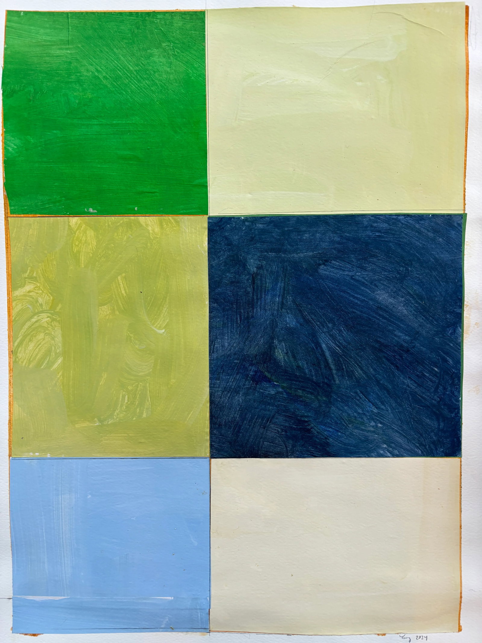 Lake Series, Abstract Landscape Painting Work on Paper by Bryan Young - 3