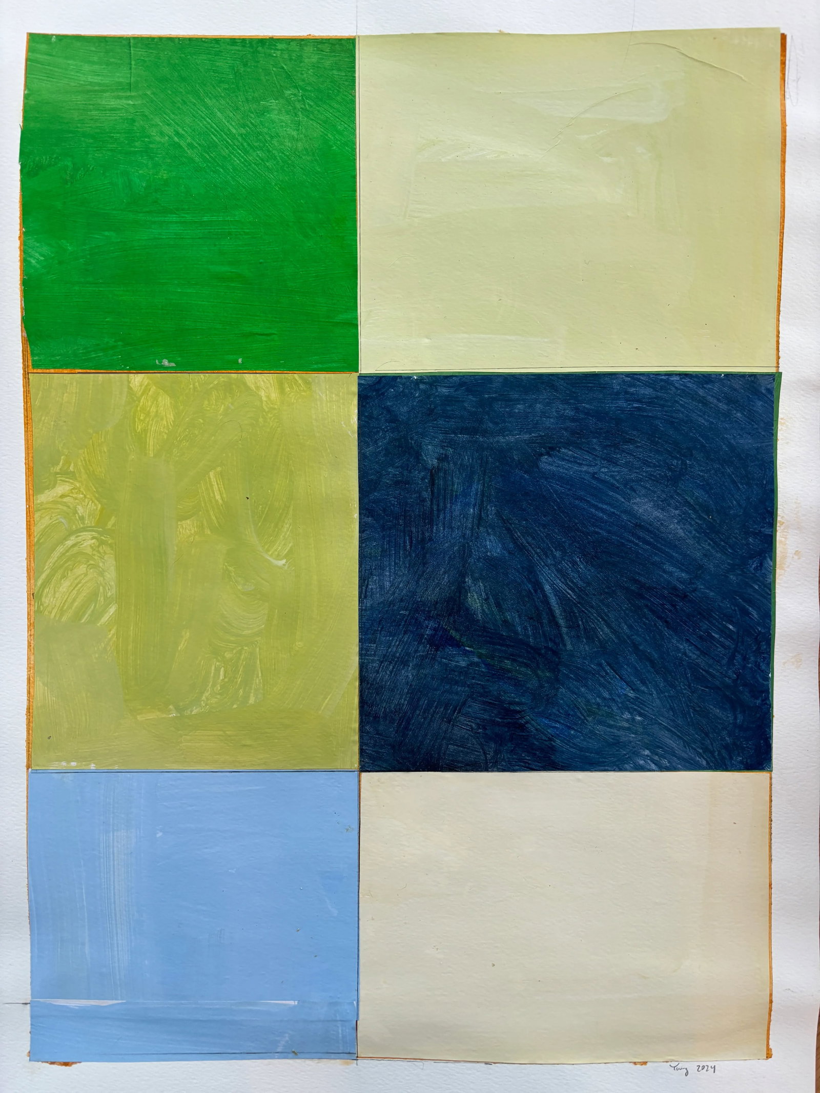 Lake Series, Abstract Landscape Painting Work on Paper by Bryan Young - 4