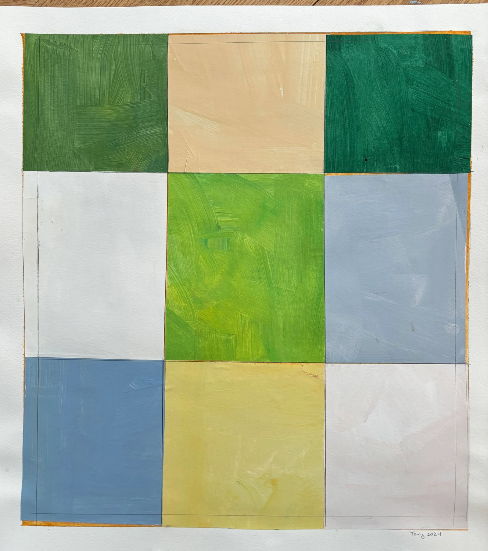 Lake Series, Abstract Landscape Painting Work on Paper by Bryan Young - 2