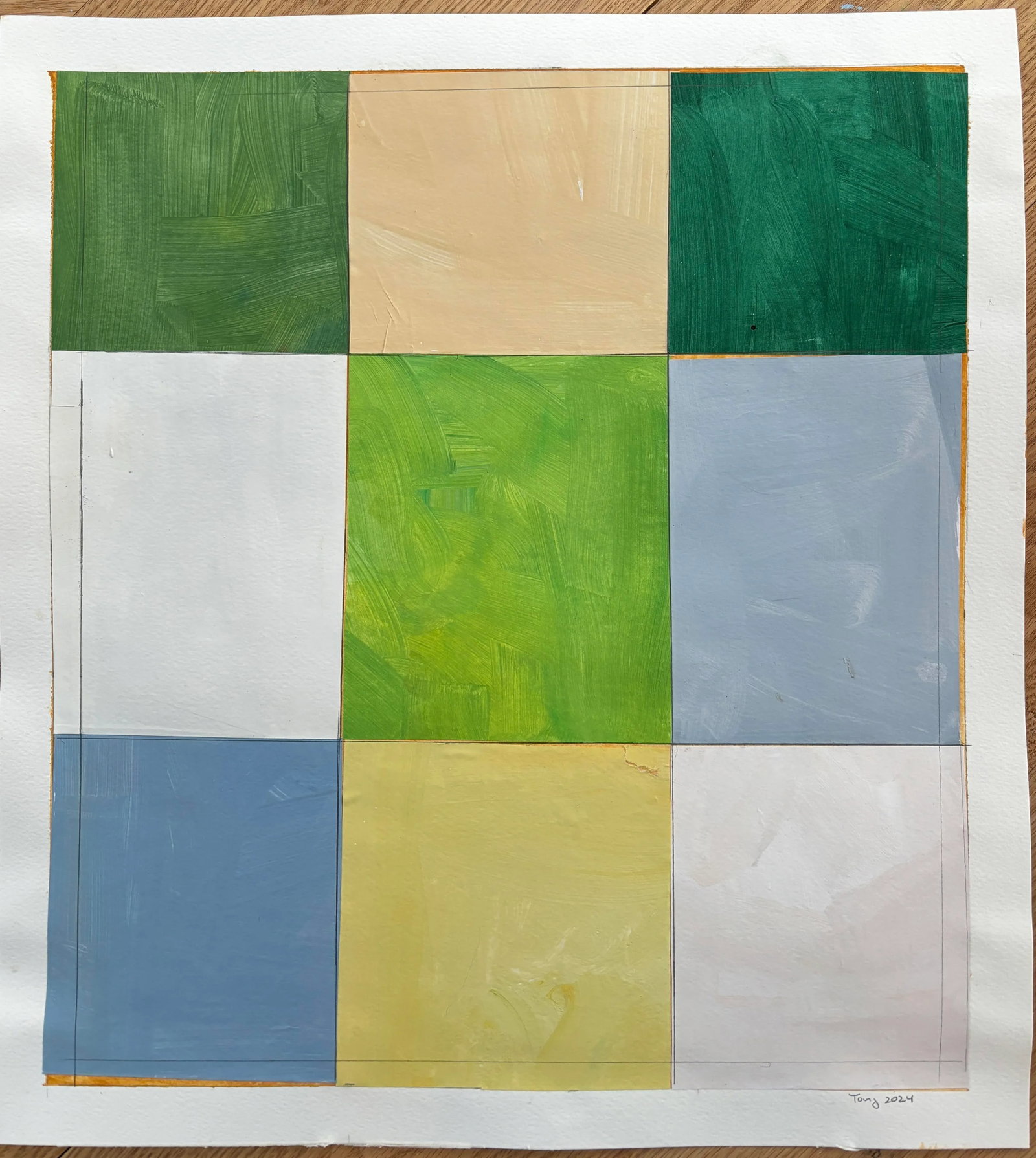 Lake Series, Abstract Landscape Painting Work on Paper by Bryan Young - 3