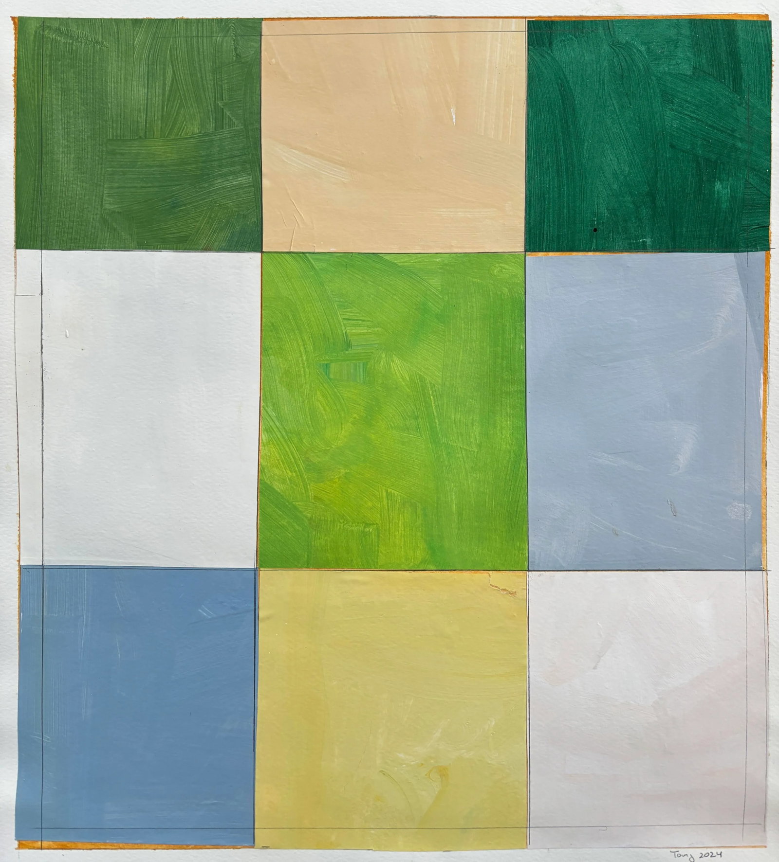 Lake Series, Abstract Landscape Painting Work on Paper by Bryan Young - 4