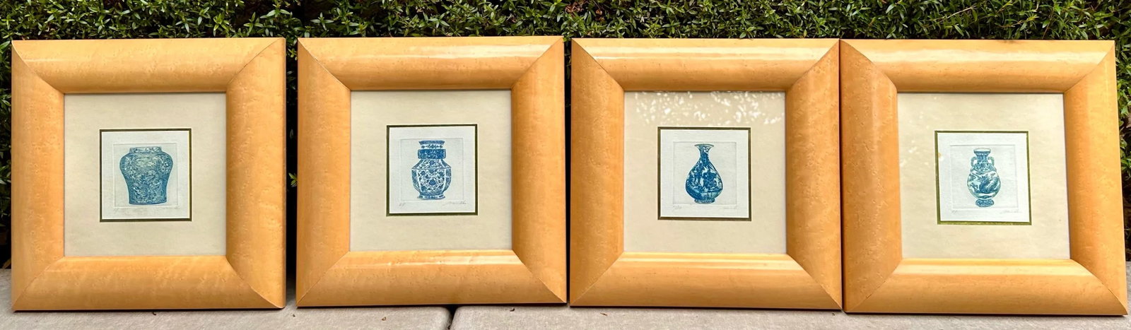 Malou Oi Yee Hung, Set of 4 Framed Chinese Ming Vase Chinoiserie Original Etchings 3 Artist Proofs & - 2