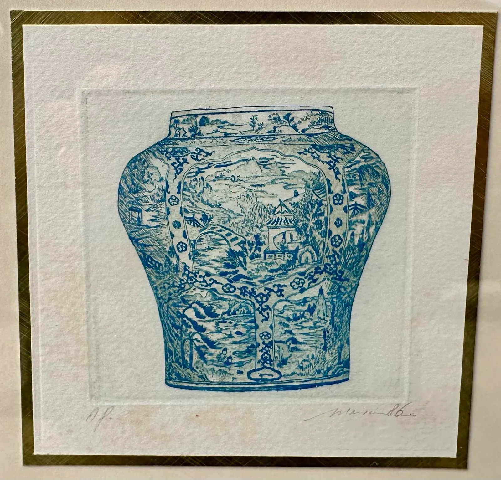 Malou Oi Yee Hung, Set of 4 Framed Chinese Ming Vase Chinoiserie Original Etchings 3 Artist Proofs & - 8