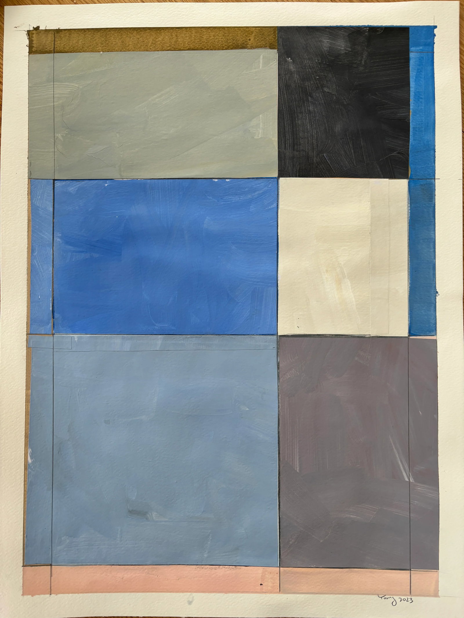 Lake Series, Abstract Landscape Work on Paper by Bryan Young - 2
