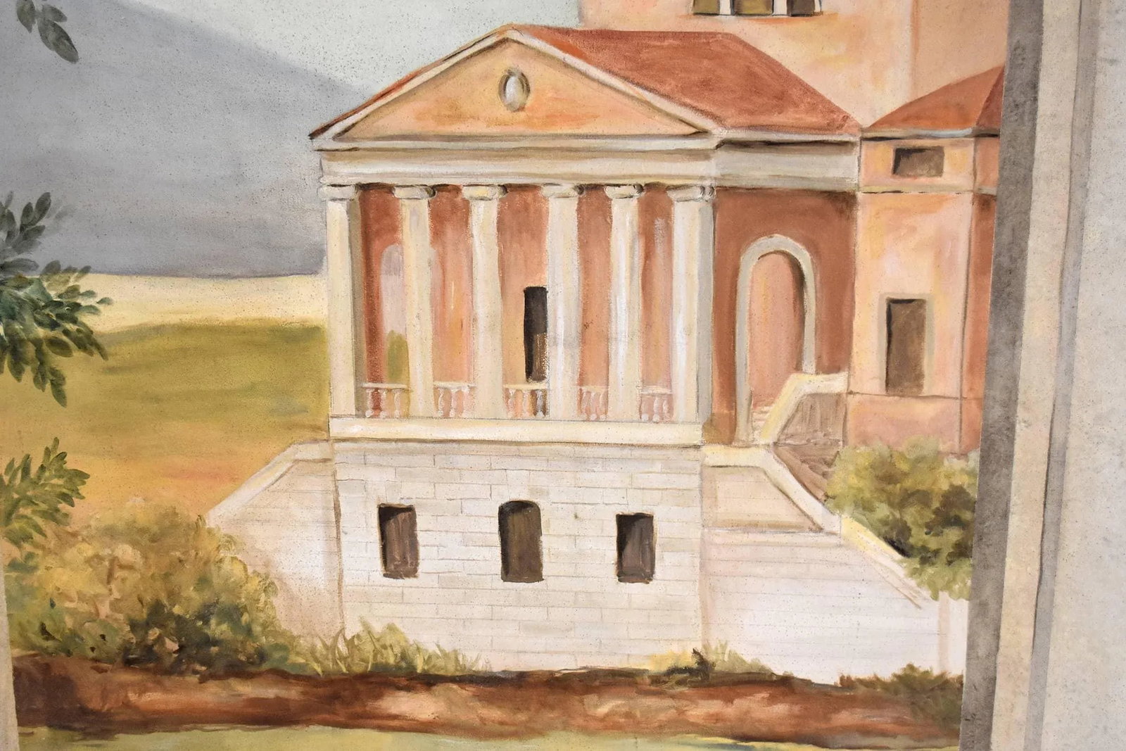 Vintage Large Painting Oil on Canvas of a Tuscan Landscape. - 8