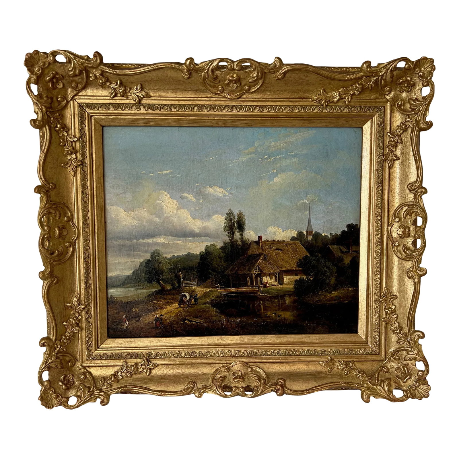 Arthur James Stark Thatched Cottage Landscape Painting, Framed (1 of 11)