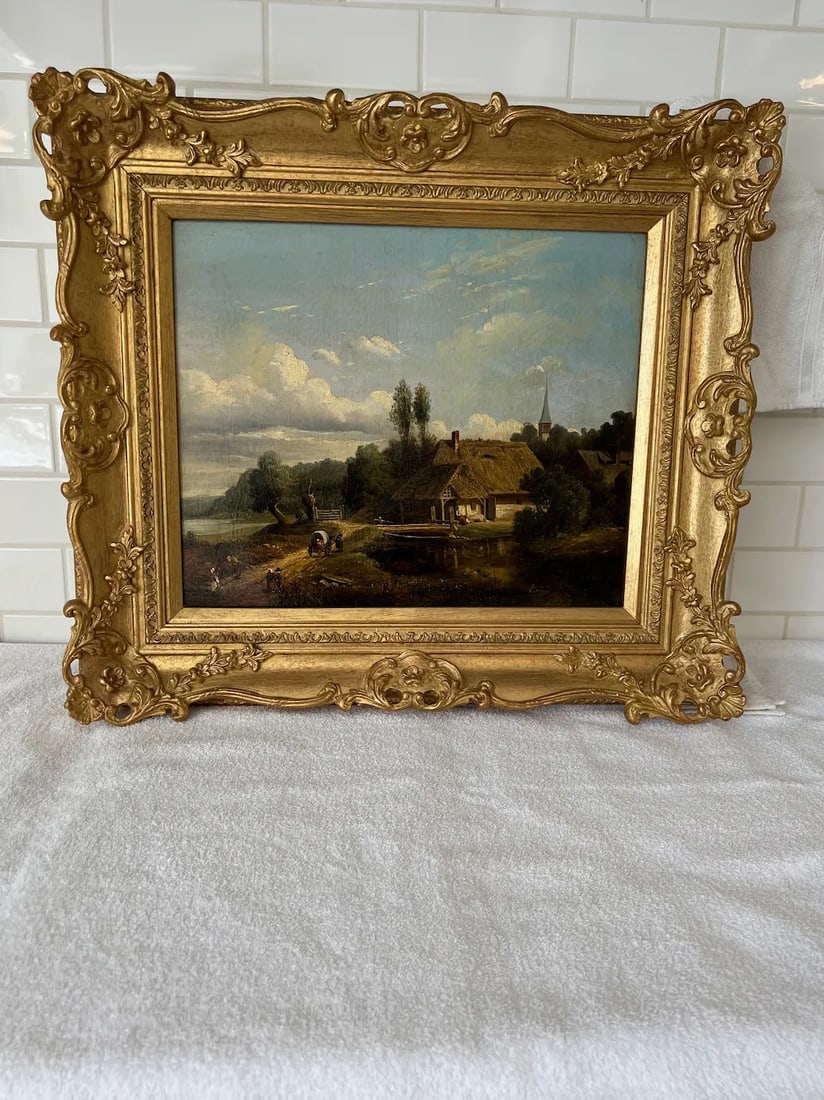 Arthur James Stark Thatched Cottage Landscape Painting, Framed - 3