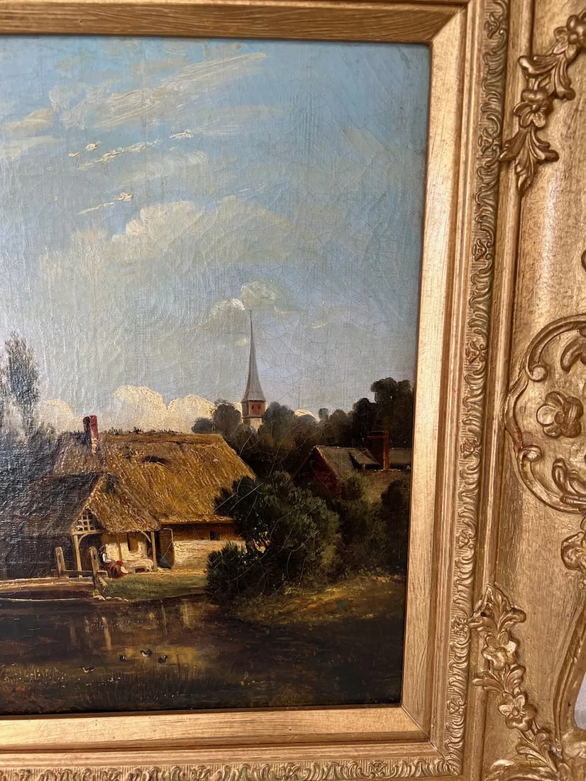 Arthur James Stark Thatched Cottage Landscape Painting, Framed - 6