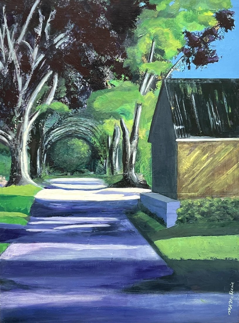 Purple Path Contemporary Impressionist Cityscape With House in Yellow, Green, Blue by Mill Valley (1 of 9)