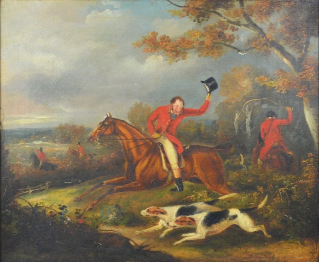 Dean Wolstenholme English Fox Hunt Scene Painting Signed, Framed - 2