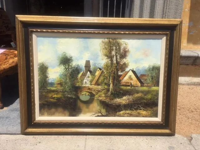 Vintage Country Scene... Signed Oil Painting - 11