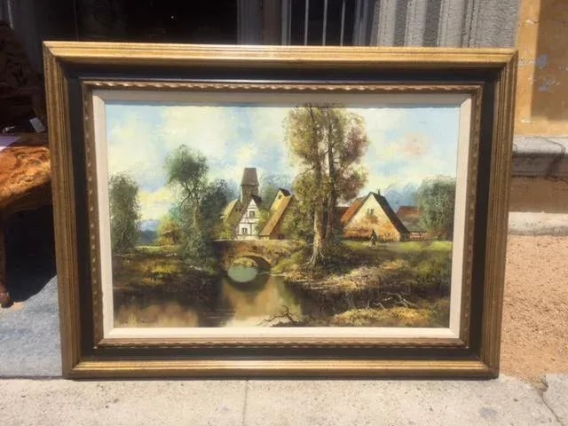 Vintage Country Scene... Signed Oil Painting - 2