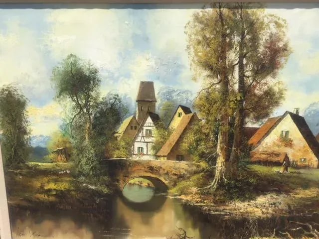Vintage Country Scene... Signed Oil Painting - 4