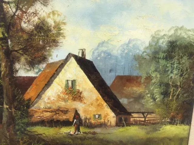 Vintage Country Scene... Signed Oil Painting - 7