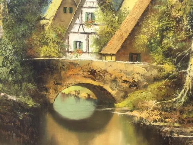 Vintage Country Scene... Signed Oil Painting - 8
