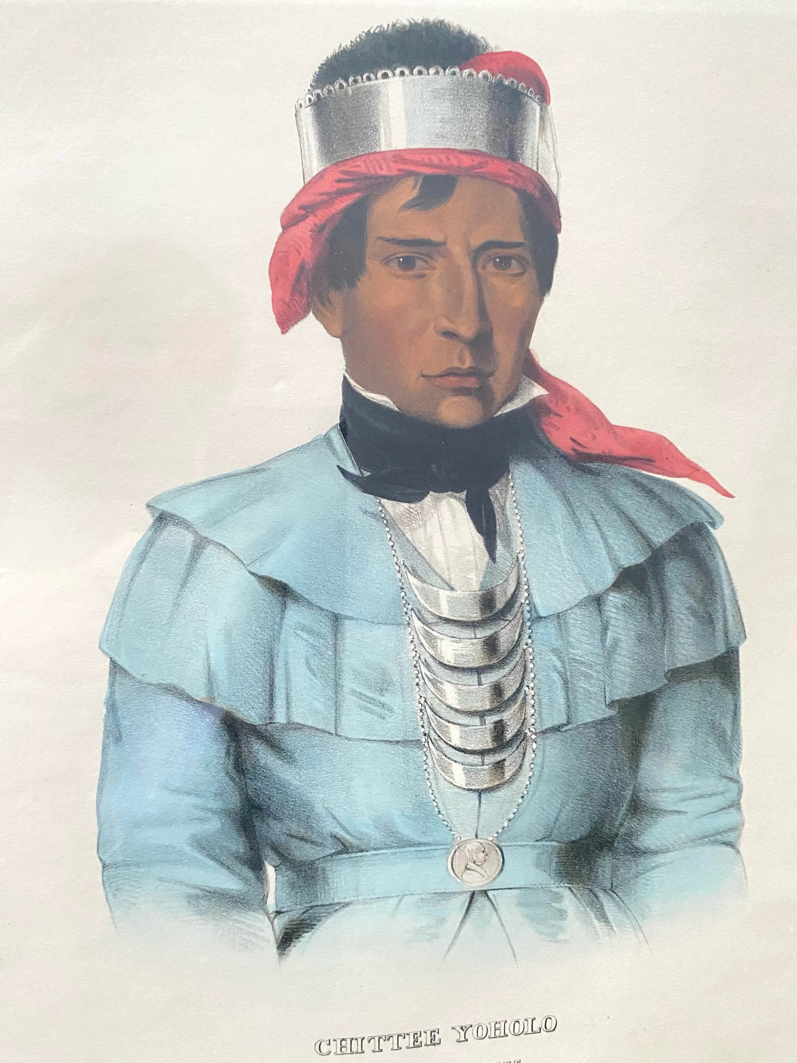 The McKenney & Hall Pl. 67, Chittee Yoholo Indigenous American Color Lithograph 1838 Framed - 3