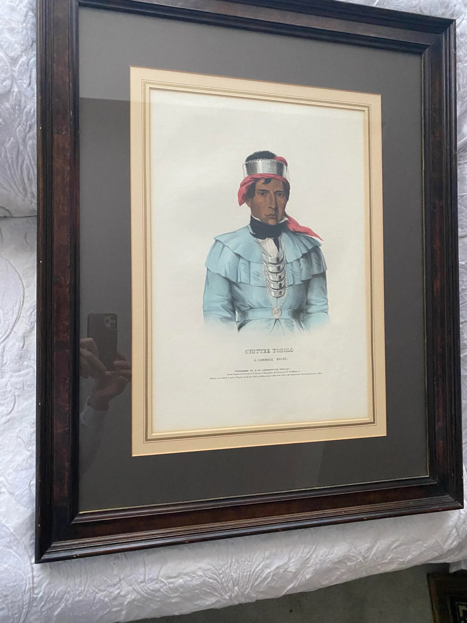 The McKenney & Hall Pl. 67, Chittee Yoholo Indigenous American Color Lithograph 1838 Framed - 5