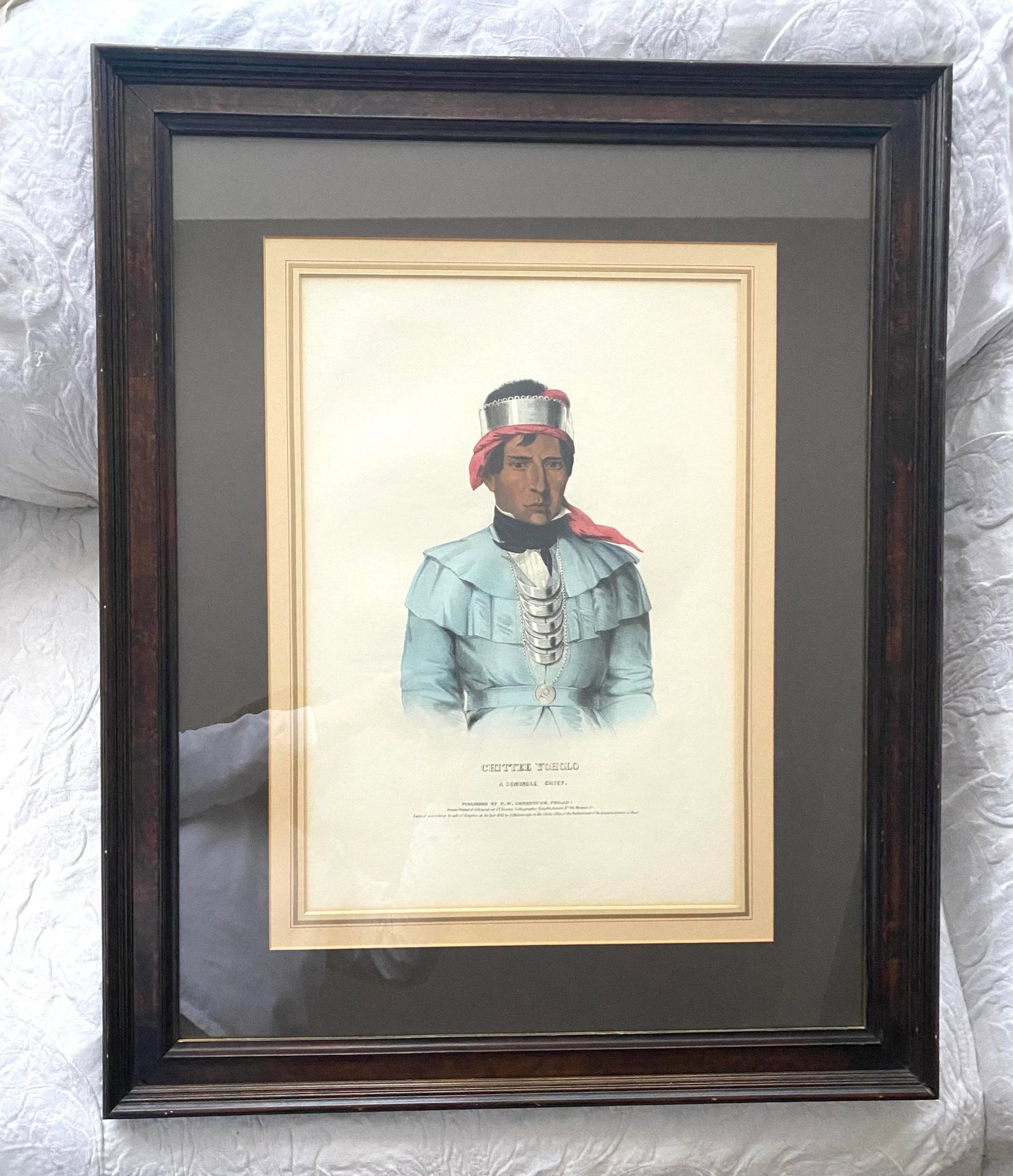 The McKenney & Hall Pl. 67, Chittee Yoholo Indigenous American Color Lithograph 1838 Framed - 6