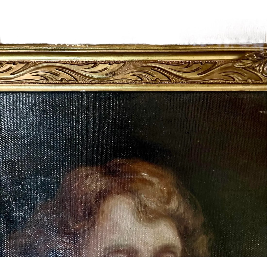 Antique Oil on Canvas Estate Society Portrait Painting of Red Haired Lady by Lydia Dunham Fabian, Ci - 4