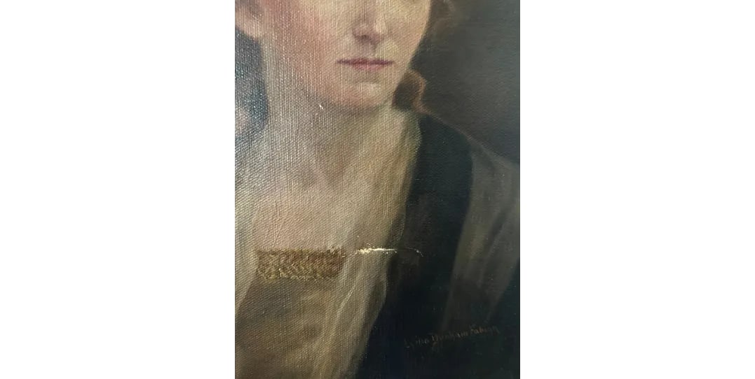 Antique Oil on Canvas Estate Society Portrait Painting of Red Haired Lady by Lydia Dunham Fabian, Ci - 7