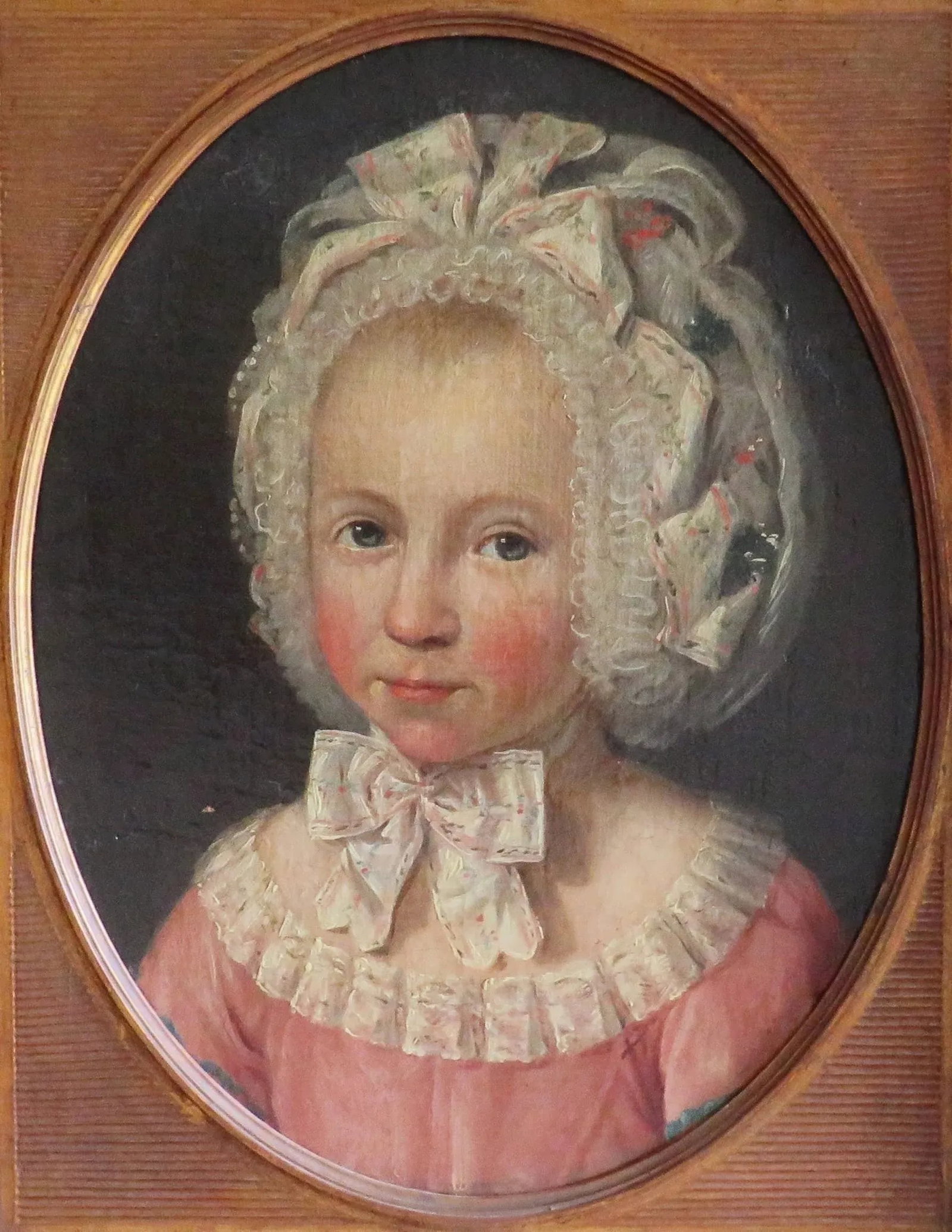 18th C. French Portrait Oil Painting of a Young Girl Child Antique - 2