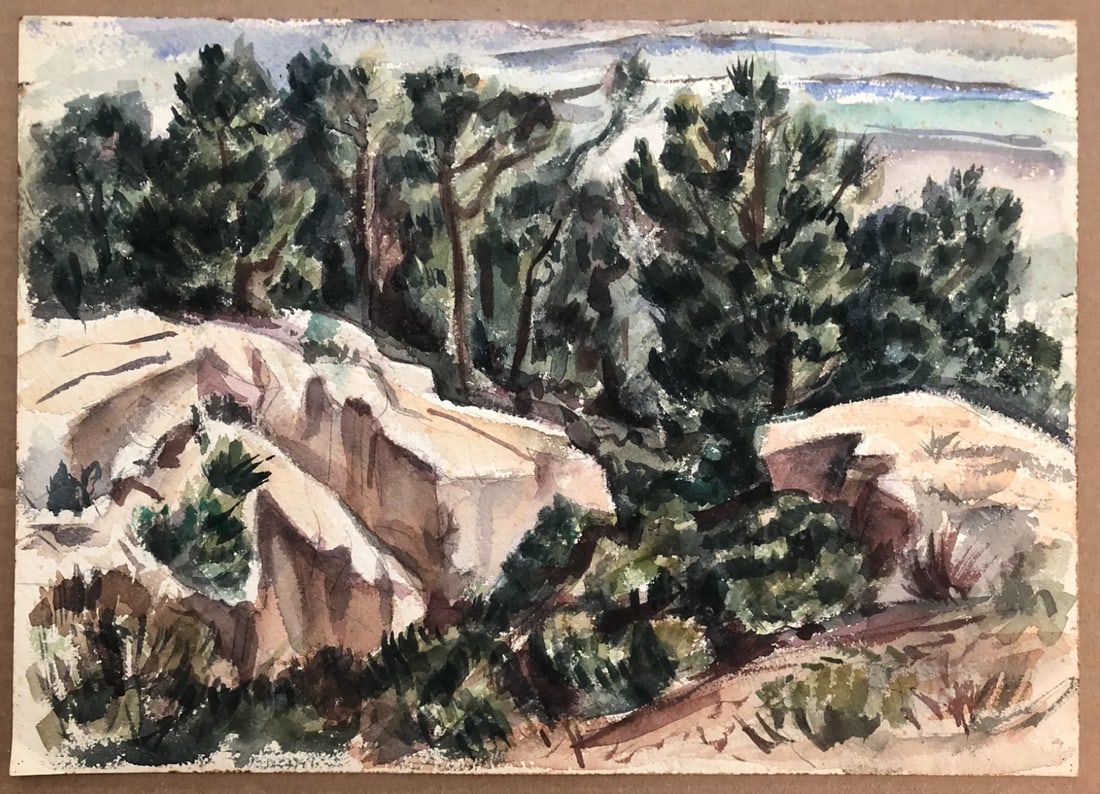 1940s Palmer Schoppe Landscape Watercolor - 5