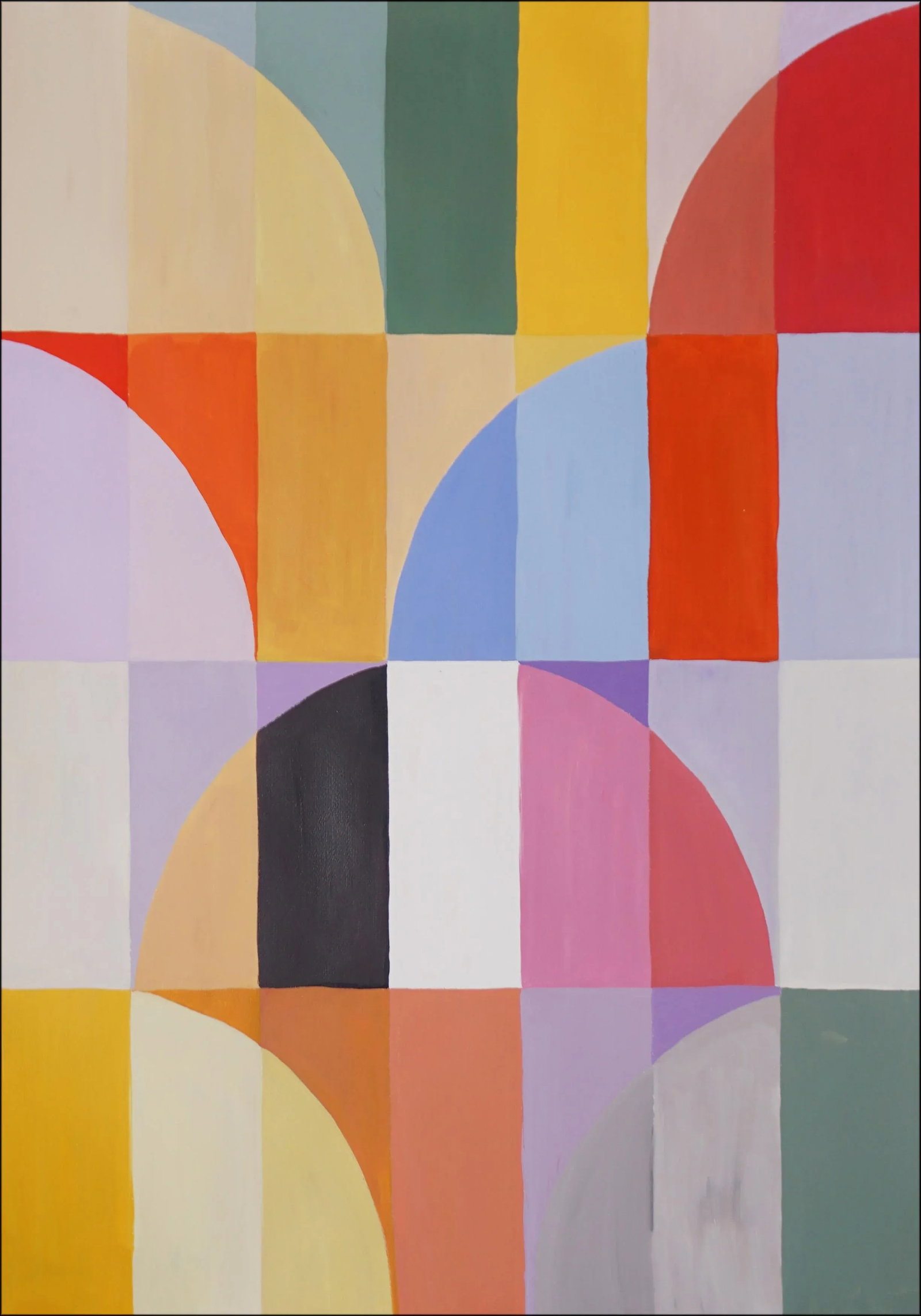 2024, Bauhaus Patterns Air Balloons Painting of "Geometric Cappadocia Mountains", Acrylic Painting o (1 of 7)