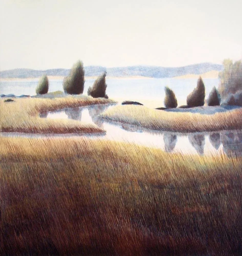 Early Evening IV Color Landscape Etching by Nicolette Jelen - 3