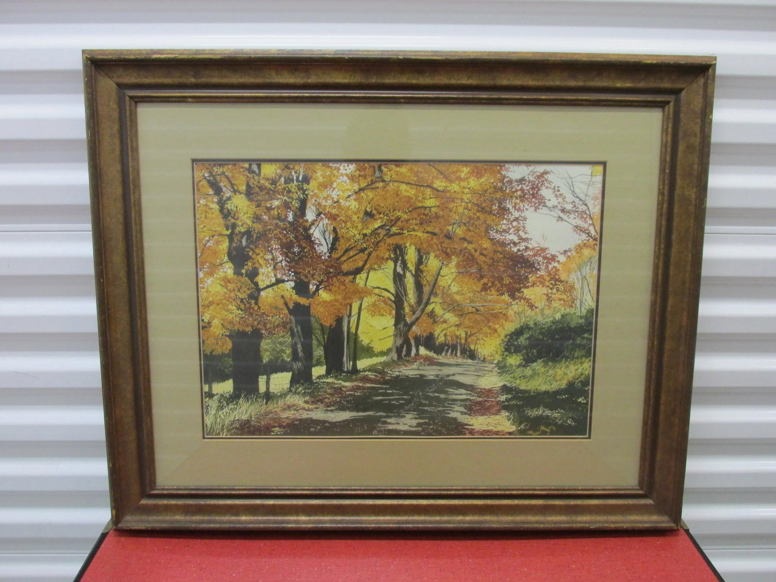 Original 1975 Tasia Landscape Watercolor Painting, "Shady Lane", Framed - 2