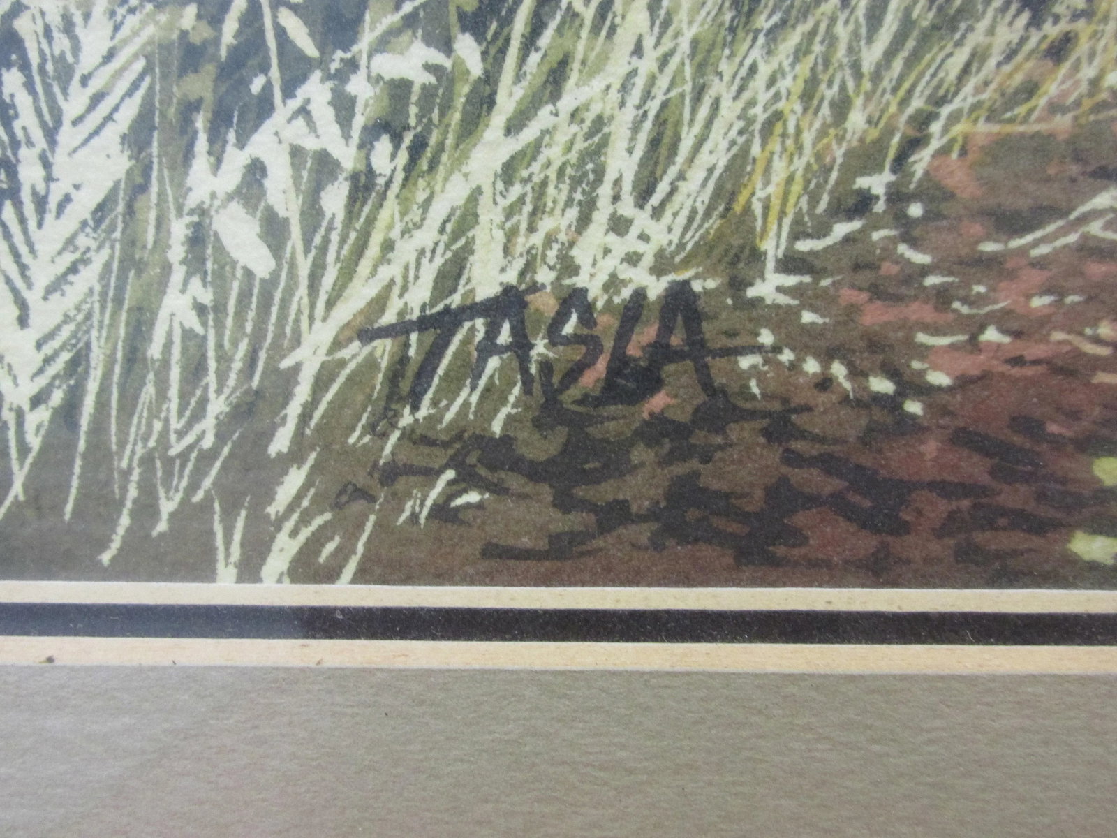 Original 1975 Tasia Landscape Watercolor Painting, "Shady Lane", Framed - 5