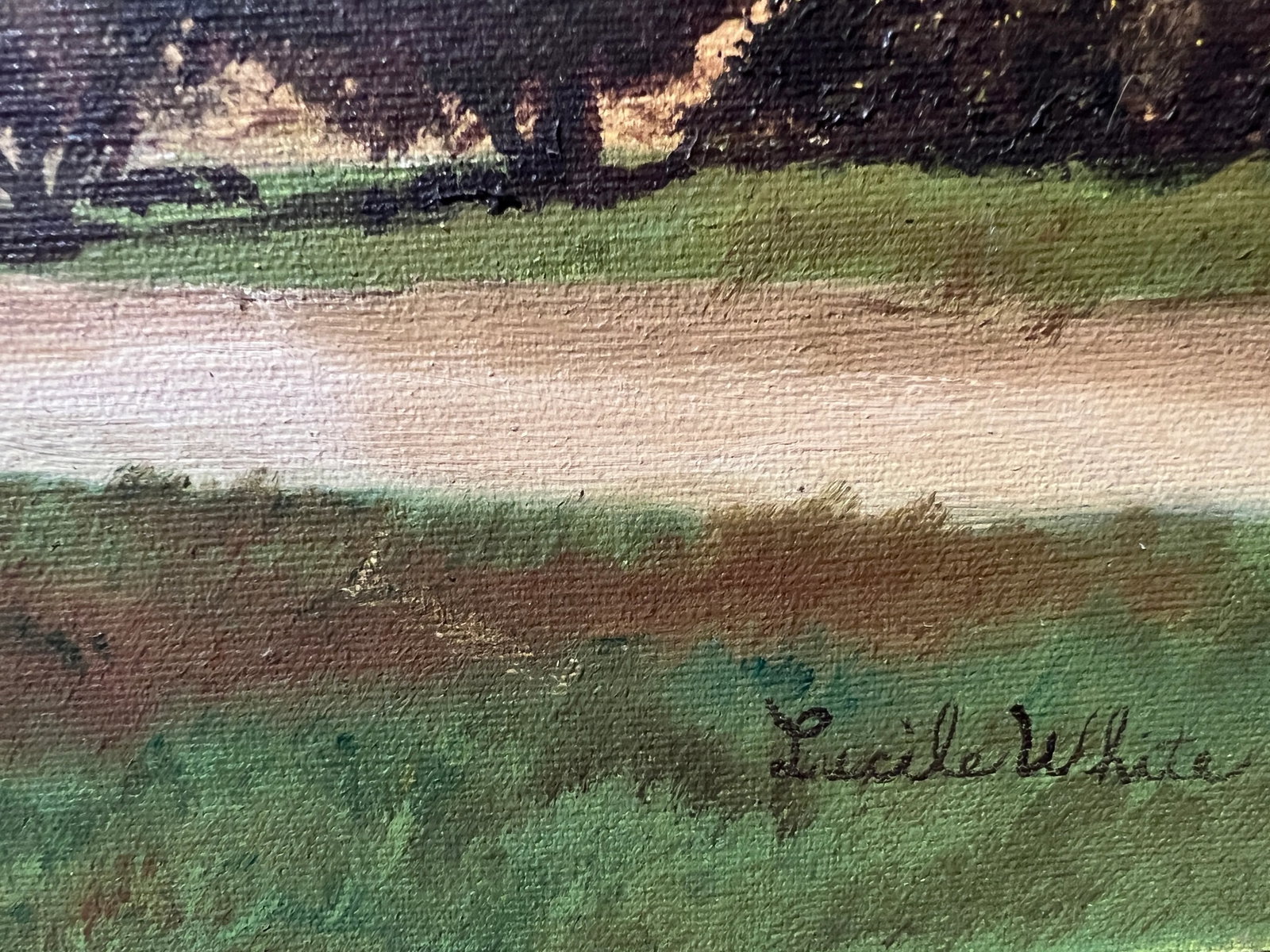 Lucile White Vintage Oil Painting on Canvas, European Castle View, Framed - 10