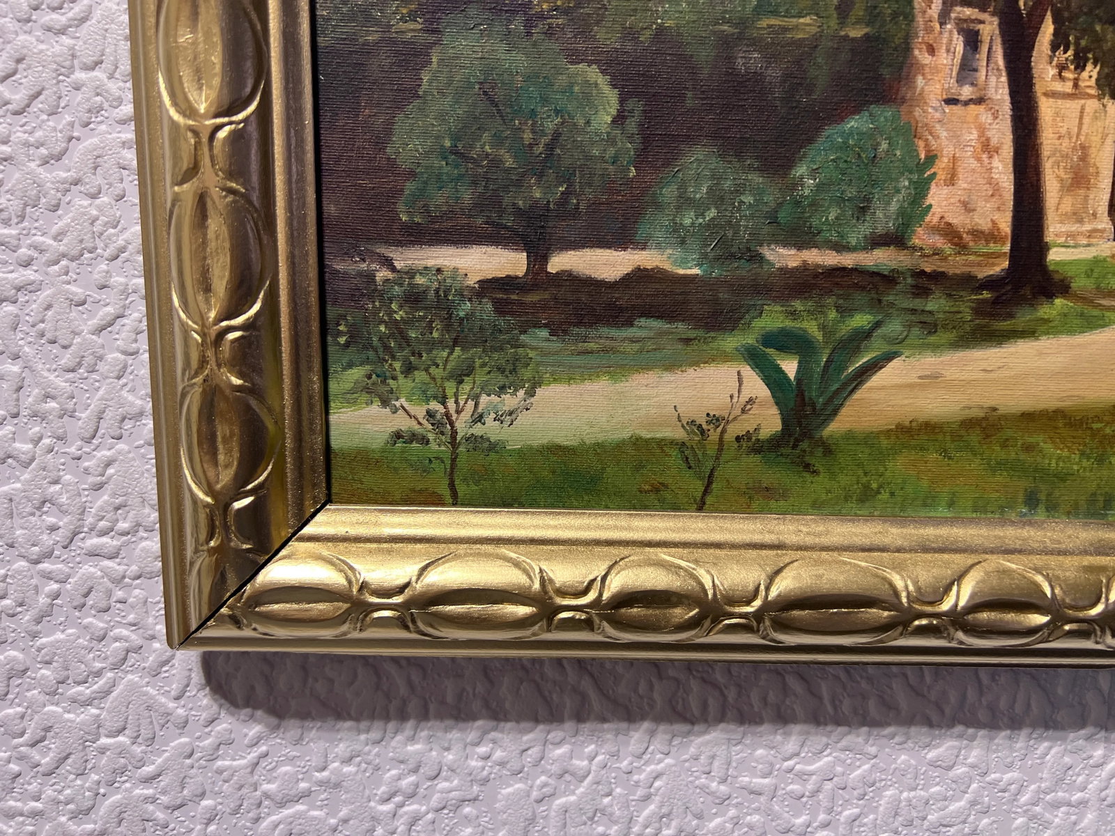 Lucile White Vintage Oil Painting on Canvas, European Castle View, Framed - 5