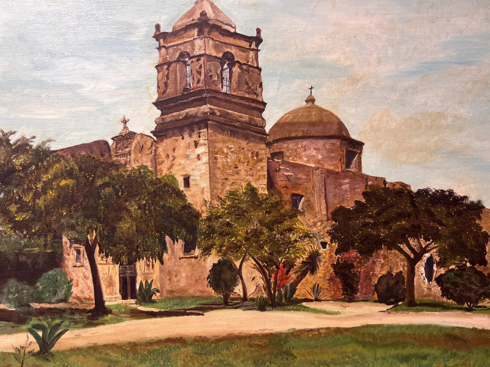 Lucile White Vintage Oil Painting on Canvas, European Castle View, Framed - 6