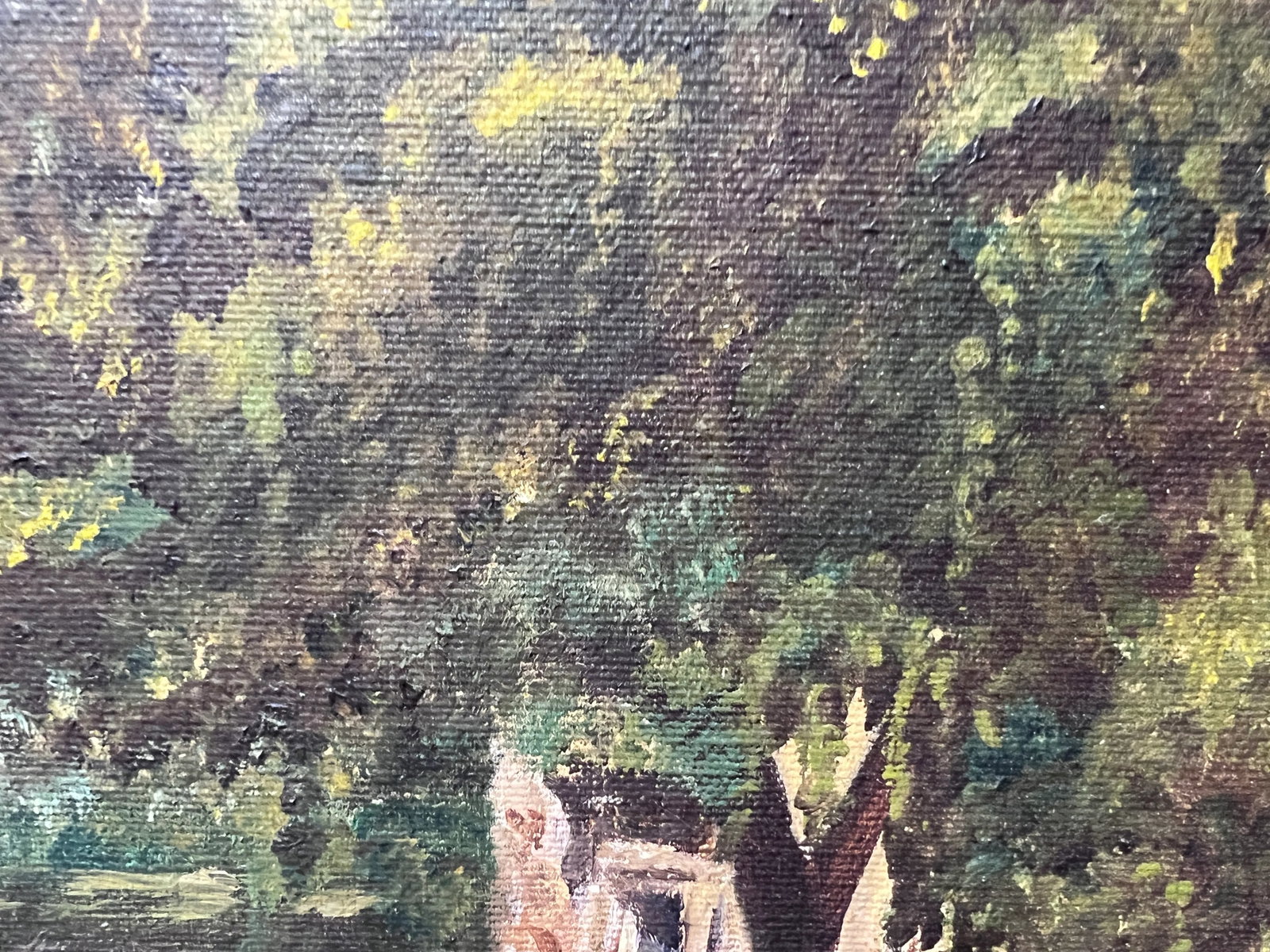 Lucile White Vintage Oil Painting on Canvas, European Castle View, Framed - 8