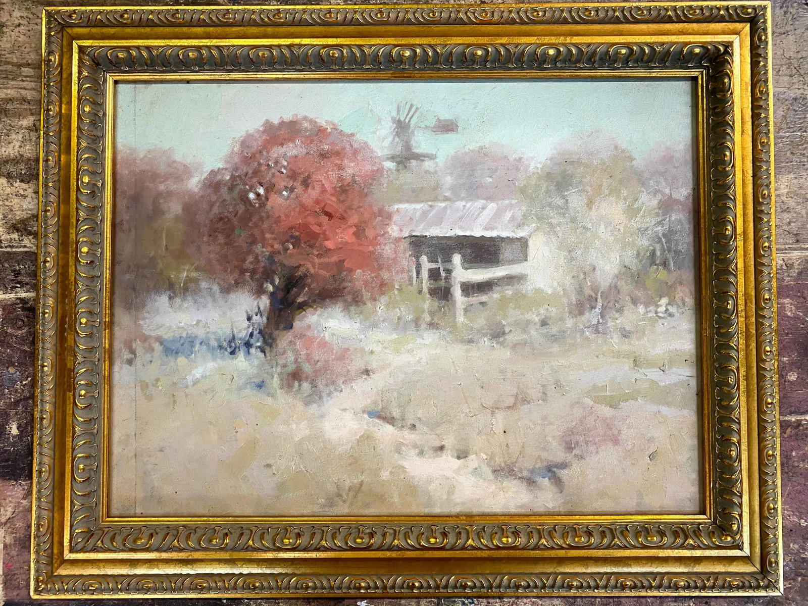 1970s Vintage "Springtime in Texas" Painting in Giltwood Frame - 3