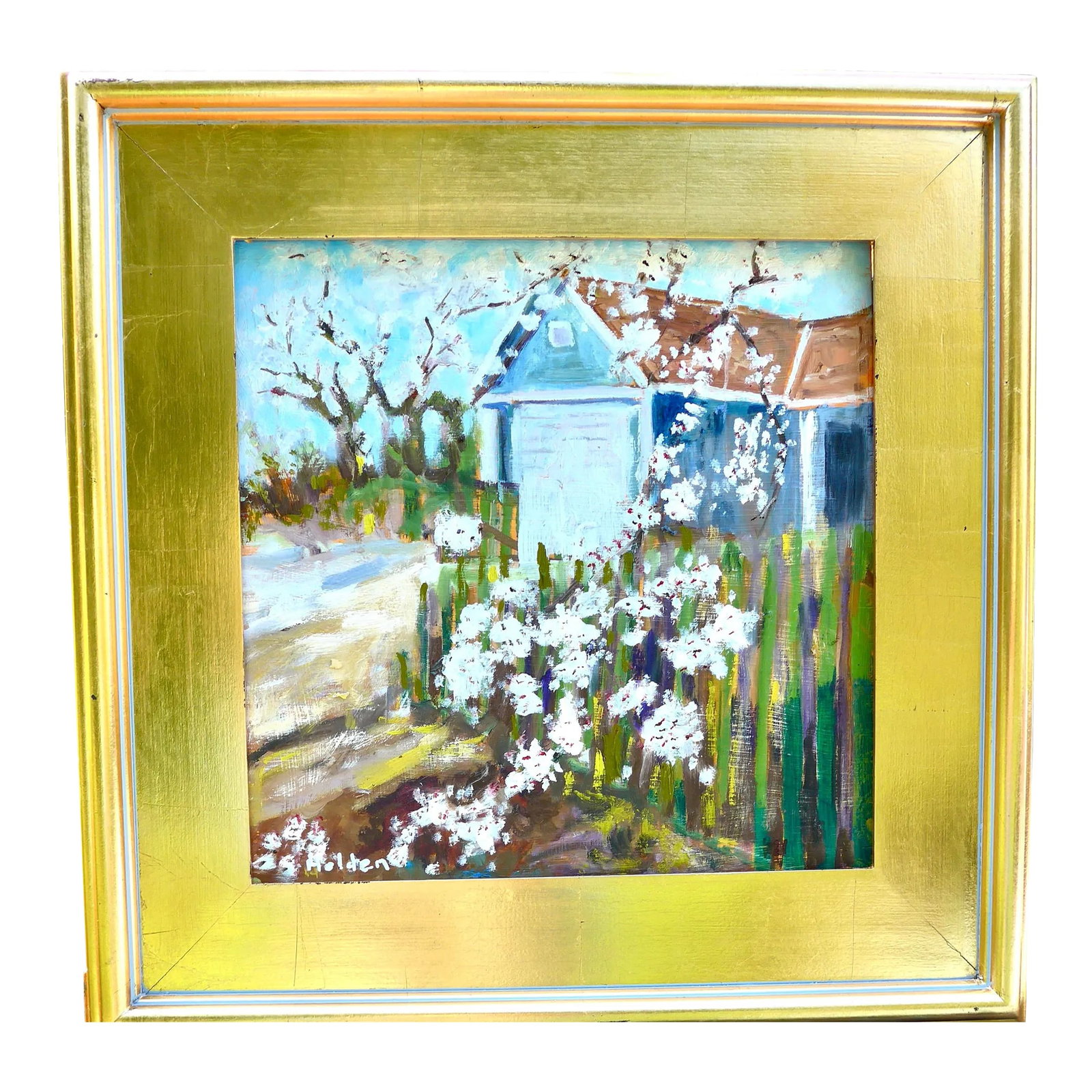 Impressionist Oil Painting "An American Home": Original painting from a private collection. PRICE REDUCED Over 29 people have liked this painting, be the one to own it or give it as a gift! This lovely oil plein air painting was painted in